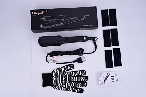 Foto von CkeyiN Kreppeisen für Haare,4 in 1 Haarglätter Glätteisen Keramik,Multistyler Glätteisen Set Welleneisen Temperaturregelung Glattes und Hair Crimper