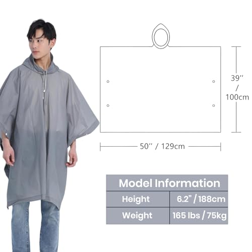 Image of Allextreme EVA Poncho Raincoat Transparent Hooded Water Resistant Rain Jacket with Sleeves for Women Men Camping Rainy Season Travel (Grey)