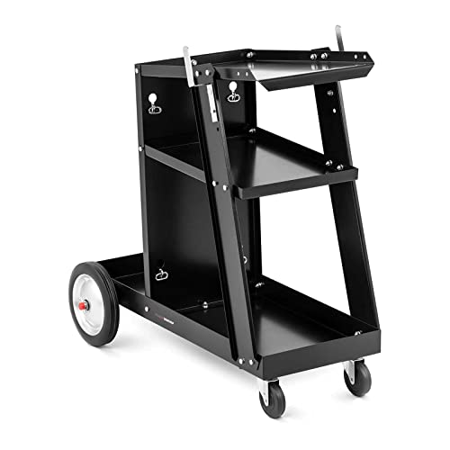 Stamos Welding Group Carrello Per Saldatrice Con 3 Ripiani Carello Mobile Saldatura SWG-WC-5 (80 kg, Nero, Acciaio)