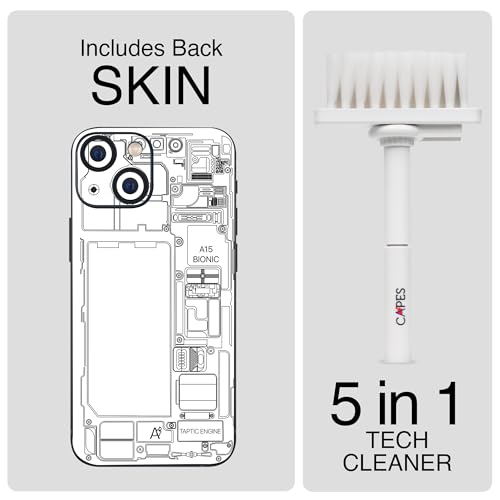 Image of Capes India Mobile Phone Skins Compatible with Apple iPhone 13 | Not a Cover /Case | Protective Film Vinyl Sticker (Teardown White, Full Body Skin + Tech Cleaner)