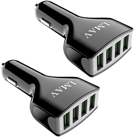Car Charger Adapter[2 Pack], 4 USB-Port Multi Car Charger, QC 3.0 Fast Car Charger Compatible with iPhone 14 Pro Max 13 12 11 iPad Pro, Samsung S22 Note 20.Black
