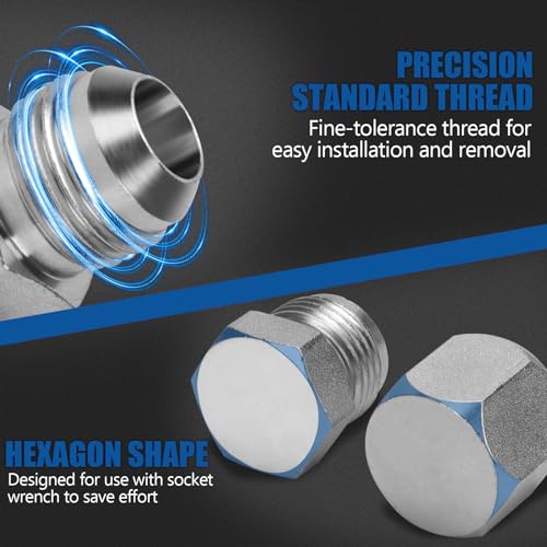 Image of XJX 72-Piece JIC 37 Cap and Plug Kit, Hydraulic Hose Caps and Plugs Kit 45# Steel Pipe Fitting Set with Precision Threads