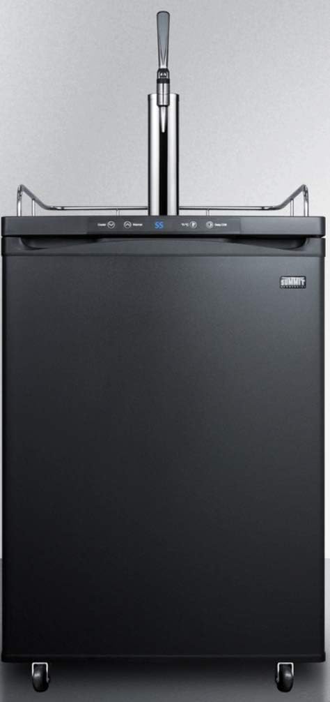 Summit Appliance SBC635MNCF Nitro-Infused Coffee Dispenser in Black with a Complete Stainless Steel Stout Style Tap Kit and Nitrogen Tank Included, Auto Defrost, Digital Thermostat