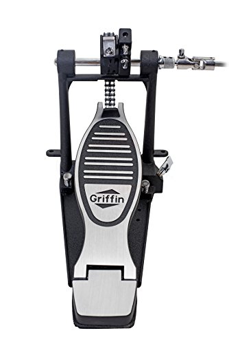 GRIFFIN Double Bass Drum Pedal (Quick-Kick Series) – Heavy-Duty Foot Board Set, Twin Chain with Quad Beaters for Rock & Metal Drumming