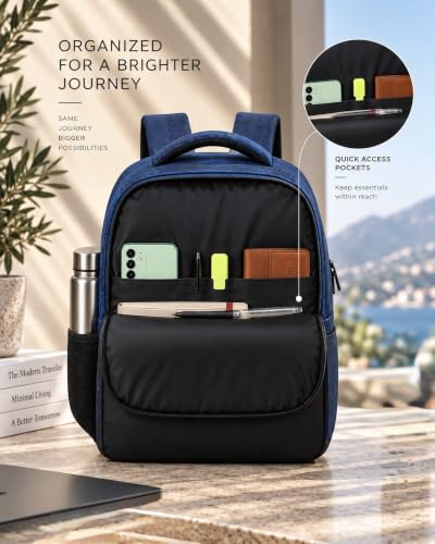 Buy Wesley Milestone 2.0 Casual Waterproof Laptop Backpack/Office Bag/School Bag/College Bag/Travel Backpack (Dimensions:13x18 inches) (Compatible with 39.62cm(15.6inch laptop) 30 L (Blue & black) at Amazon.in - Image 6