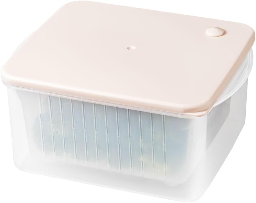 &NE NIM-387-PK Recopo Pink Width 7.1 x Depth 5.7 x Height 3.3 inches (18 x 14.4 x 8.5 cm), Microwave Steamer, Made in Japan, Hot Vegetables, Storage Container, Includes Colander, Pressure Valve