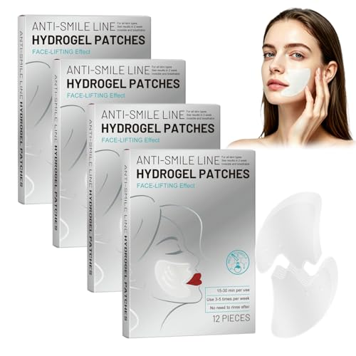 Smile Line Patches,Face Wrinkle Patches for Fine Lines Around Mouth,Wrinkle Patches,Glow,Hydrating,Facial Line Lifting Care,Smoothing & Moisturizing,All Skin Types (4 box)