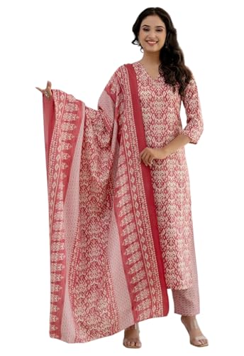 Ensemble kurta rose poudré pour femme avec pantalon et dupatta taille 36