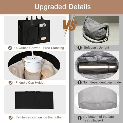 Canvas Tote Bag for Women Crossbody Work Purse with Pockets Top Handle Handbag Satchel Bags for Travel Nurse Teacher — view 5