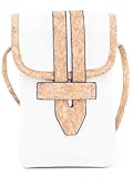 Portuguese Cork Phone Sling Bag, Crossbody Purse, 4.7 x 6.6 x 0.9 inches (White)