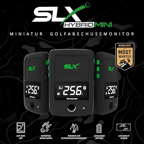 Second Chance Swing Logic SLX Hybrid Mini – Tragbarer Golf-Launch-Monitor mit Ball- & Schlägerdaten, GPS und Videoaufnahme – Kompaktes Golfzubehör mit App-Unterstützung