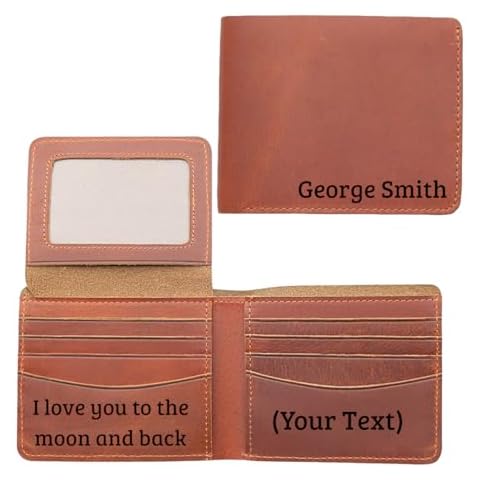 Personalized Leather Wallet, Custom Wallets for Men - Great Gift for Him, Dad, Husband, Anniversary, Groomsman - Top Grain Wallet for Son, Grandpa, Boyfriend, Wedding Cover