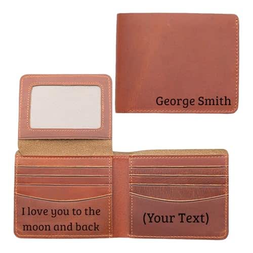 Custom Photo Wallet For Men - Personalized Leather Bifold With ID Window & Coin Pouch