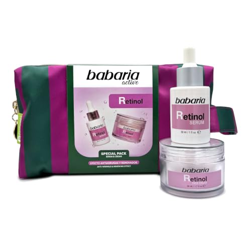 Babaria Pack Regalo Retinol, Sérum y Crema Facial Antiarrugas, Neceser