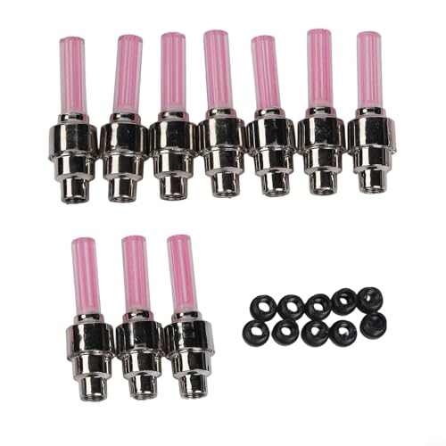 Luces de vástago de válvula de bicicleta, paquete de 10 luces LED activadas por movimiento para rueda rojo/azul/amarillo/verde con baterías (10 unidades, rojo)