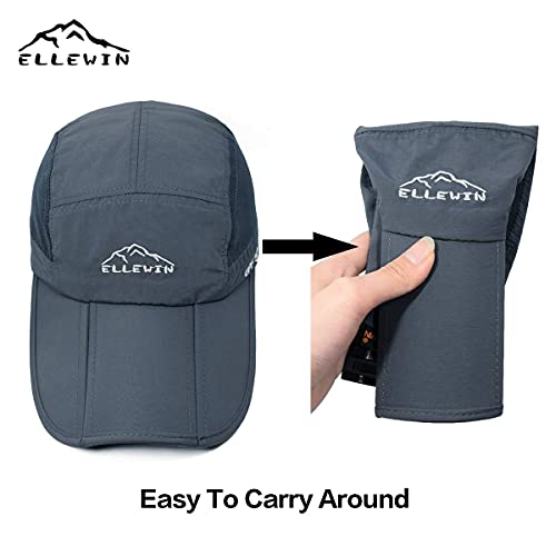 Ellewin LYSB01HL2NYUW-SPRTSEQIP Men'S Baseball Cap Upf50 Hat W/Foldable Long Large Bill,One Size,D-Grey thumb #2