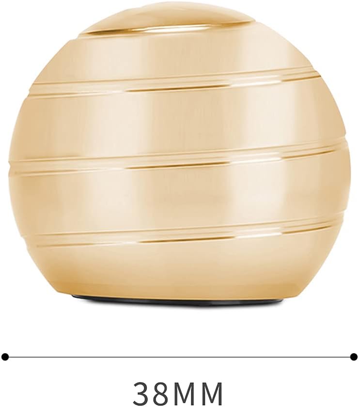 CaLeQi Kinetic Desk Toys, Optical Illusion Rotating Ball Office Stress Toys Metal Top Ball Gift for Men Women Adults and Kids (Golden, Diameter:38mm)