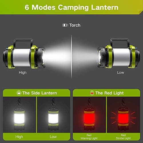 GEARLITE Rechargeable LED Torch, Multi-Function Camping Light with 3000mAh Power Bank, 6 Modes Waterproof Outdoor Lightweight Lantern for Emergency Hiking Fishing Power Cuts