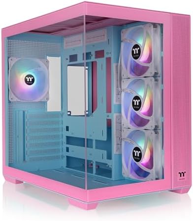 Thermaltake View 380 TG ARGB Mid Tower Chassis; 4x120mm ARGB Lite Fans Included; 360mm Radiator Support; 415mm GPU Clearance; Hidden Connector Support; Bubble Pink; CA-1Z2-00MAWN-00