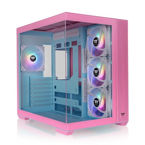 Image of Thermaltake View 380 TG ARGB Mid Tower Chassis; 4x120mm ARGB Lite Fans Included; 360mm Radiator Support; 415mm GPU Clearance; Hidden Connector Support; Bubble Pink; CA-1Z2-00MAWN-00