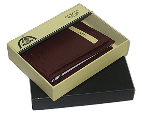 Dopp Leather Slim Wallet RFID Front Pocket Wallet Minimalist Thin Credit Card Holder (Mahogany)3