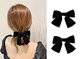 2PCS Black Litttle Hair Bows for Baby Teen Girl, 4.5" Cute Duckbill Clip Hair Decor, Back to School