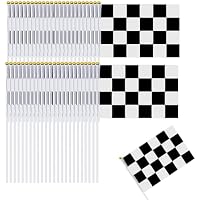 50 Piezas Banderas de Carrera a Cuadros con Palos Plásticos Mini