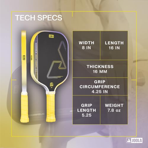 Image of JOOLA SCORPEUS Heat Vision 16mm Pickleball Paddle - Standard Shape - Textured Carbon Fiber Surface for Spin - SK Film for Reduced Vibration - USAP Approved - NFC Chip Enabled