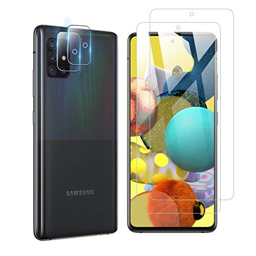 【2+2】Galaxy A51 5G ガラスフィルム（2枚入）+カメラフィルム（2枚入）Aerku SC-54A SCG07 強化ガラスフ...