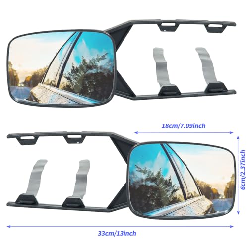 Riloer Abschleppverlängerung, Universal Wohnwagen Spiegel Flachspiegel, 2 Stück Auto Wohnwagen Van Lkw Anhänger Touring Ersatz Doppelglas Außenspiegel Wohnwagenspiegel, Schwarz