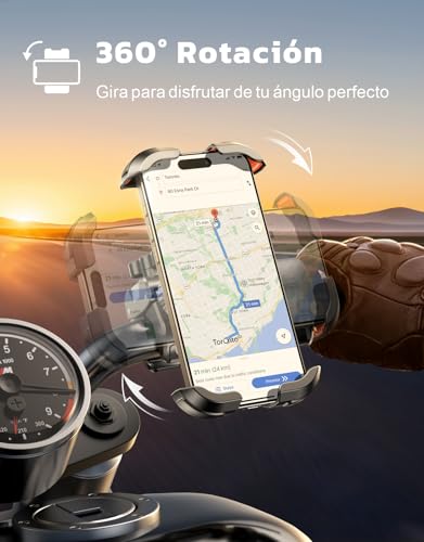 Rolgno Soporte Movil Bicicleta, [Liberación Rápida & 360° Rotación] Soporte Móvil Moto, Cierre Seguro Porta Telemóvel Bici for 4.7"-6.9" Móvil, Porta Telefono Montaña para Bicicleta/Ciclomotor/Escúter - imagen 2