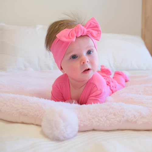 Baby Girl Bamboo Bow Headband, Pink Bow, One Size 0-6M2
