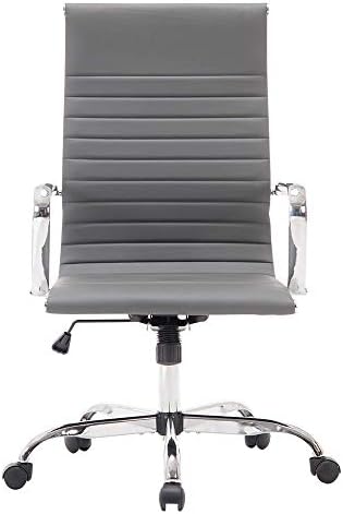 Sidanli Gray Computer Chair Ribbed Office Chair