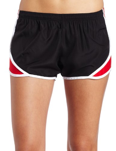 Soffe Women's Juniors' Team Shorty Shorts, Black/red, X-Large