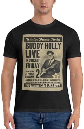 Concert-Poster-T-Shirt-Men-Buddy-Holly-A-Rock-Singer-Leisure-Cott...