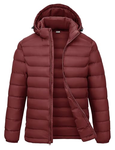 Image of Rdruko Men's Puffer Jacket with Detachable Hood Lightweight