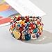 Jewellify Women Beaded Bracelet Set - Colorful Boho Stackable Design with Crystal Accents Bangle stretch Bracelet - Trendy Fashion Bracelets Jewelry for Women (Red)