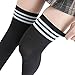 Mfacl Thigh High Socks Womens Knee High Socks - 1Pair Women Girls Fashion School Student Socks Spring Summer Over Knee Thigh High Elastic Stockings Black/White (Color : Black A)
