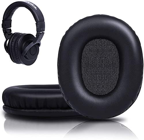 SOULWIT Earpads Replacement for Audio Technica ATH M50X M50XBT M50RD M40X M30X M20X MSR7 SX1 Monitor Headphones, Ear Pads Cushions with Softer Protein Leather, High-Density Memory Foam - Black