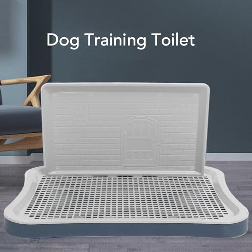 ZDETGU Tragbare Hundetrainingstoilette mit Abnehmbarer Wand und Netzschale für Welpen und Erwachsene Haustiere Im Innenbereich (Dunkelblau)