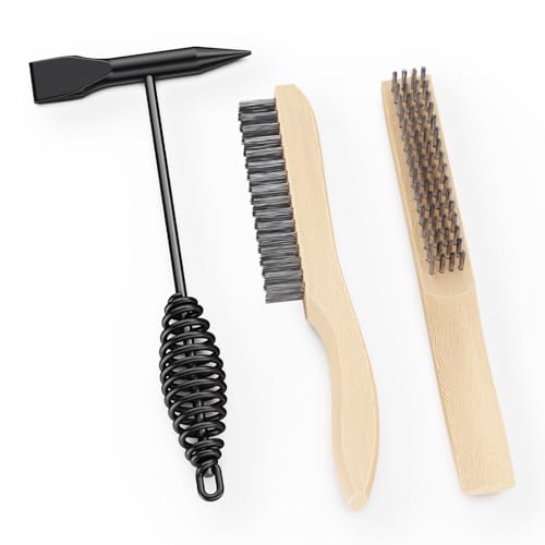 bestarc Welding Chipping Hammer with Coil Spring Handle,Cross Chisel Vertical Chisel 9.5 Welding Wire Brush for Rust Slag Removal