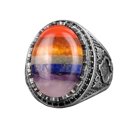 Bague arc-en-ciel pour homme le cadeau idéal en argent massif