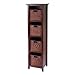 Winsome Wood Milan Wood 5 Tier Open Cabinet in Antique Walnut Finish and 4 Rattan Baskets in Antique Walnut Finish