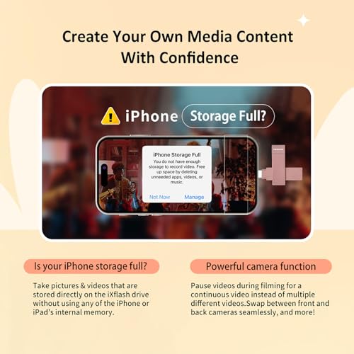 Clé photo pour iPhone 512 Go transfert rapide Type-C et Type-A rose Morandi