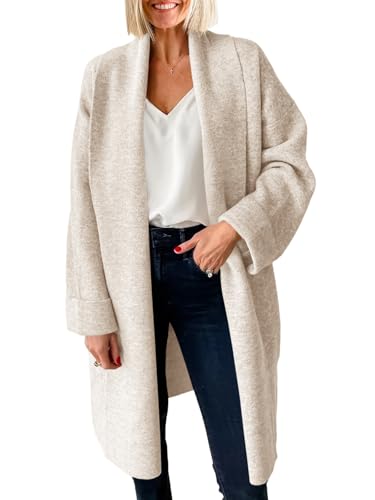 Saodimallsu Womens Open Front Chunky Cardigan Long Oversized Loose Knit Coatigan Sweater Jacket 2024 Fall Coats Apricot