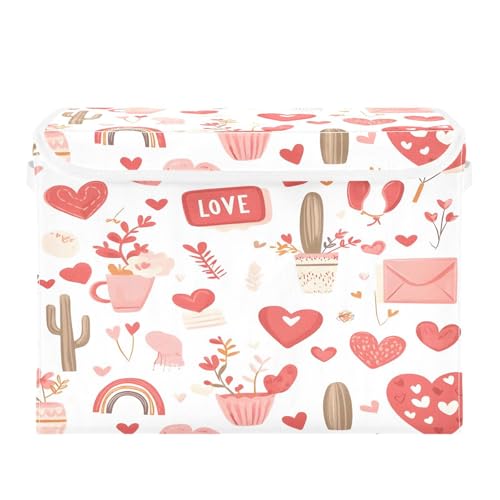Ttgoth Caja de juguetes para perros con forma de corazón para el día de San Valentín para organizar juguetes de tela plegable para perros, caja de almacenamiento de juguetes para mascotas, organizador