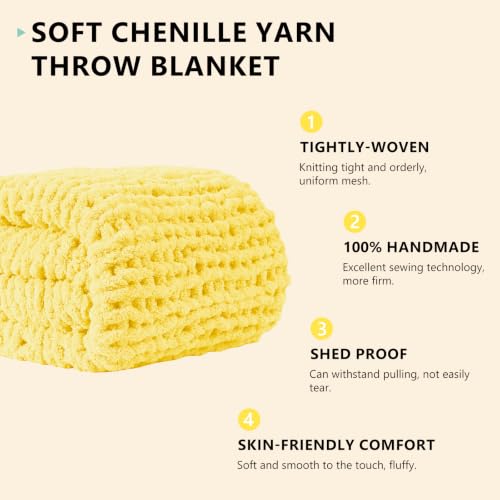 Image of L'AGRATY Chunky Knit Throw Blanket for Couch, 50 x 60 Inches, Egg Yellow
