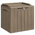 Homall 31 Gallon Resin Deck Box Waterproof Outdoor Storage Lockable Indoor Outdoor Organization and Storage Container for Patio Furniture Cushions, Garden Tools (Khaki)