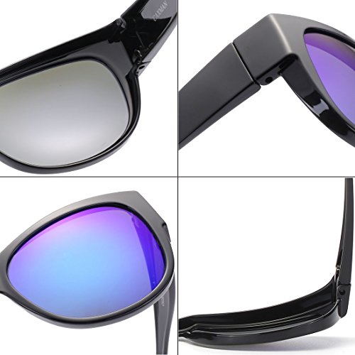 Caxman Polarized Fit Over Glasses Sunglasses For Prescription Glasses, Medium Size, Black Frame With Blue Mirrored Lens, 100% Uv Protection #TOP4