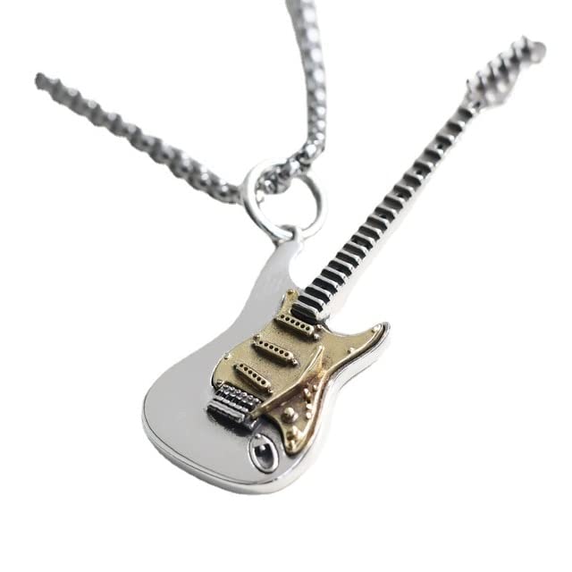 Collier guitare rock punk pour hommes et femmes en acier style hip hop